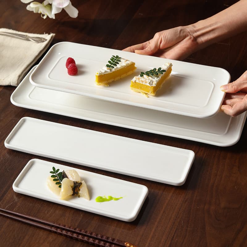 Prato de cerâmica japonês com tira longa, prato de sobremesa, Hotel, restaurante, lanches, sobremesa, pastelaria, fabric