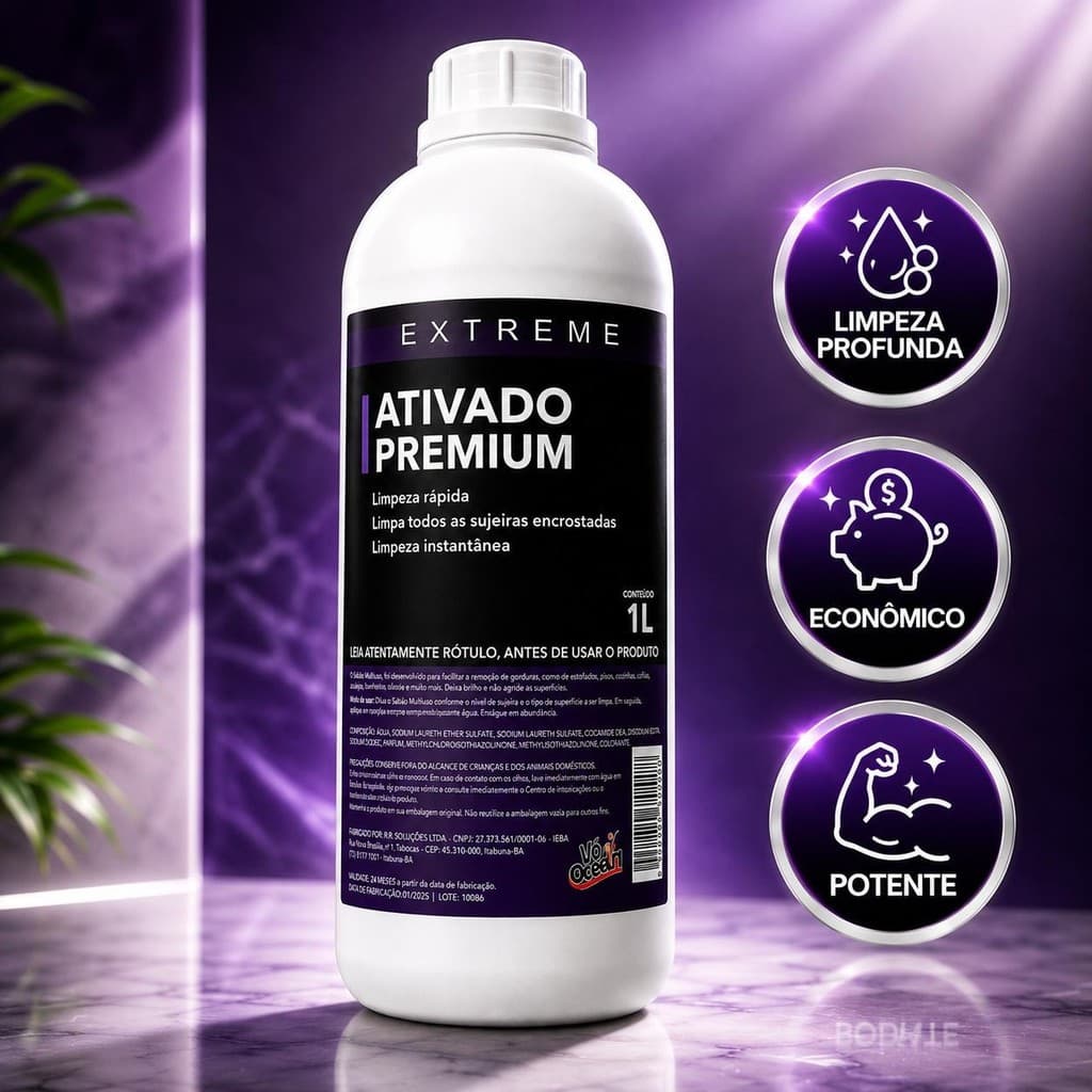 Limpador Ativado Concentrado Limpeza de Bau Chassi e Rodas Profissional Remove Argila e Graxa de Motores Rendimento Alto