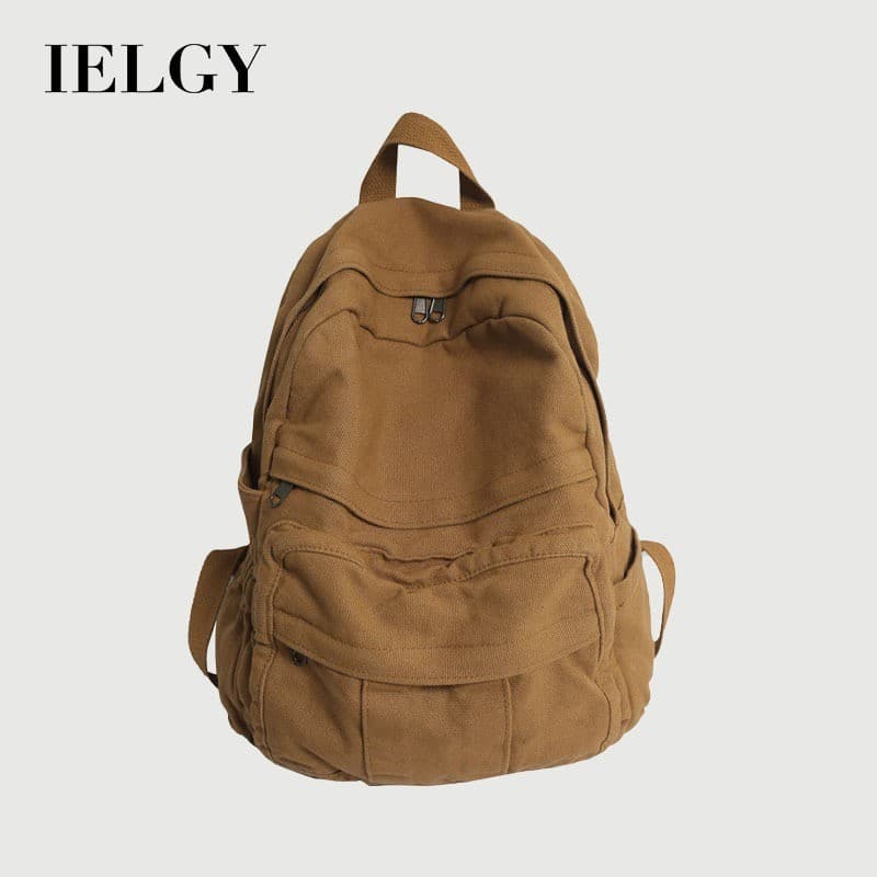 Mochila de lona de grande capacidade IELGY Mochila simples e leve para estudantes Mori