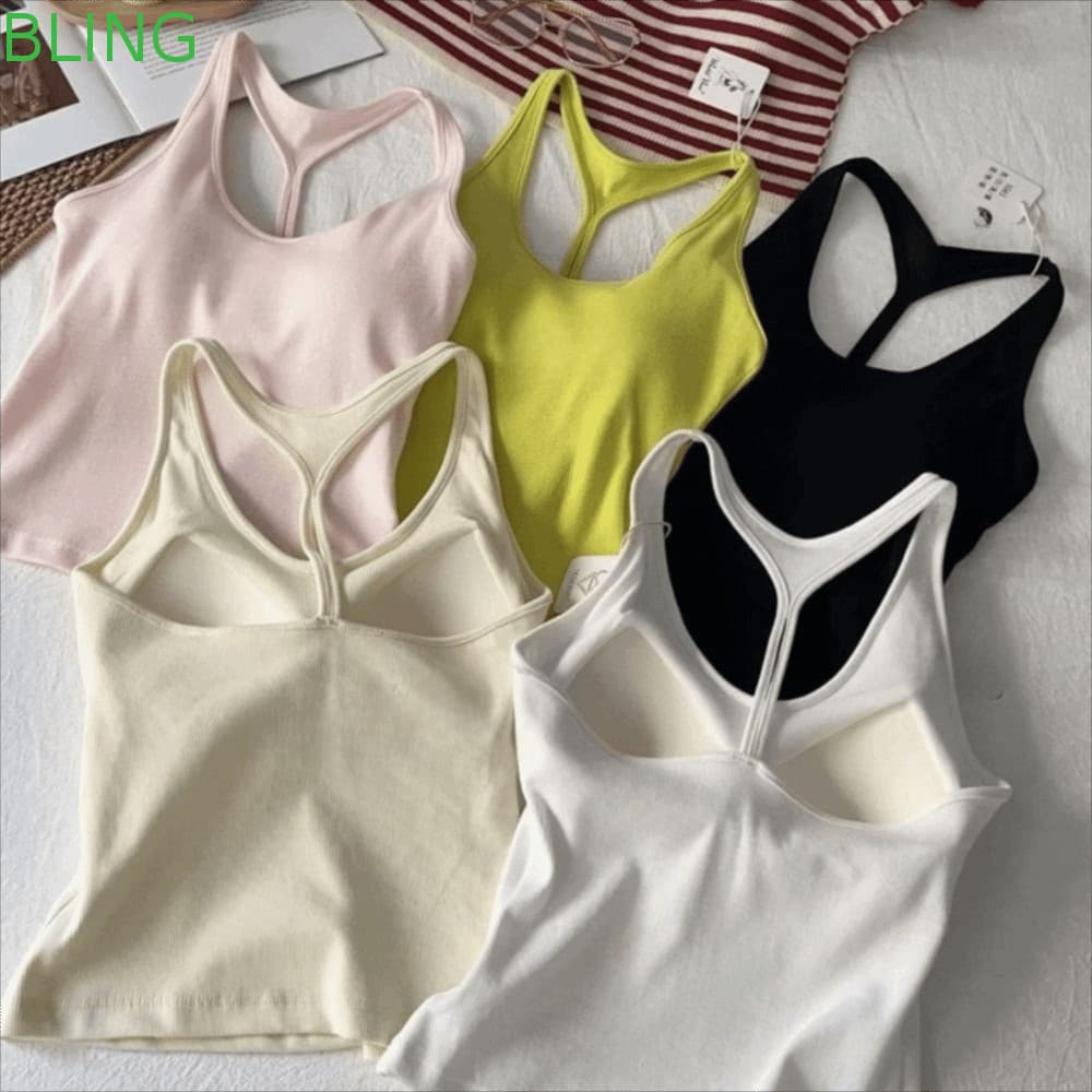Camisola BLING , Com Almofada No Peito , Regata Traseira De Beleza , Top Curto Vazado Sem Costura , Roupa Feminina De Ve
