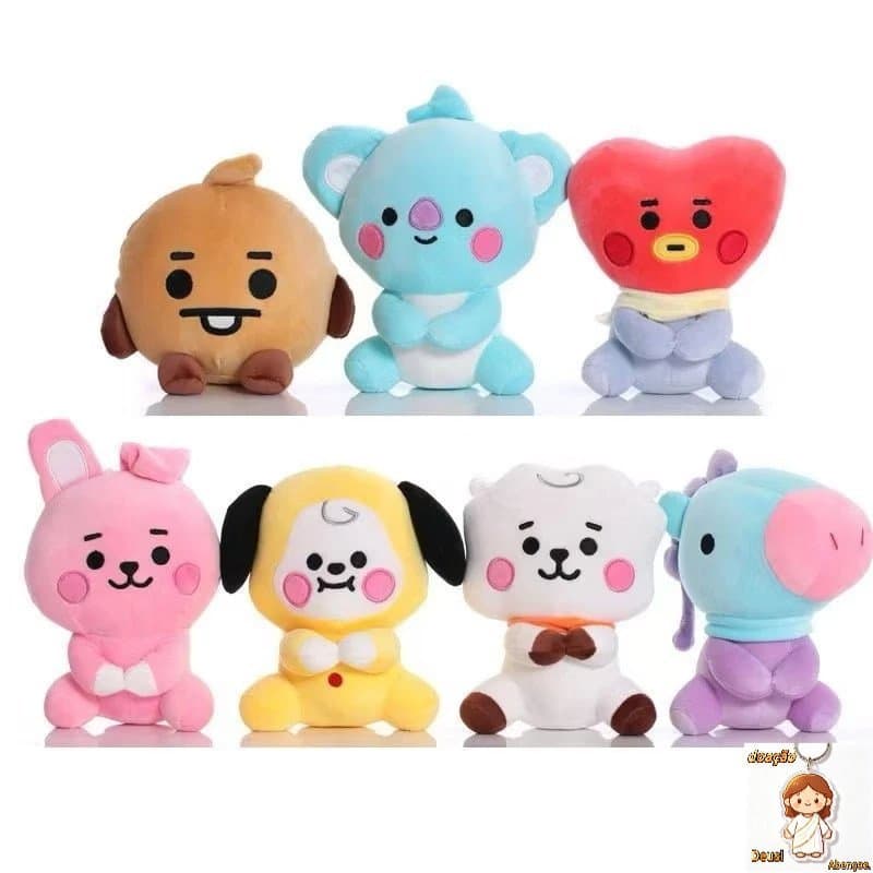 Pelúcias BT21 BTS 22cm Originais KPOP — Jungkook, V, Jimin, Suga, Jin, J-Hope, RM Bonecos Fofos Colecionáveis