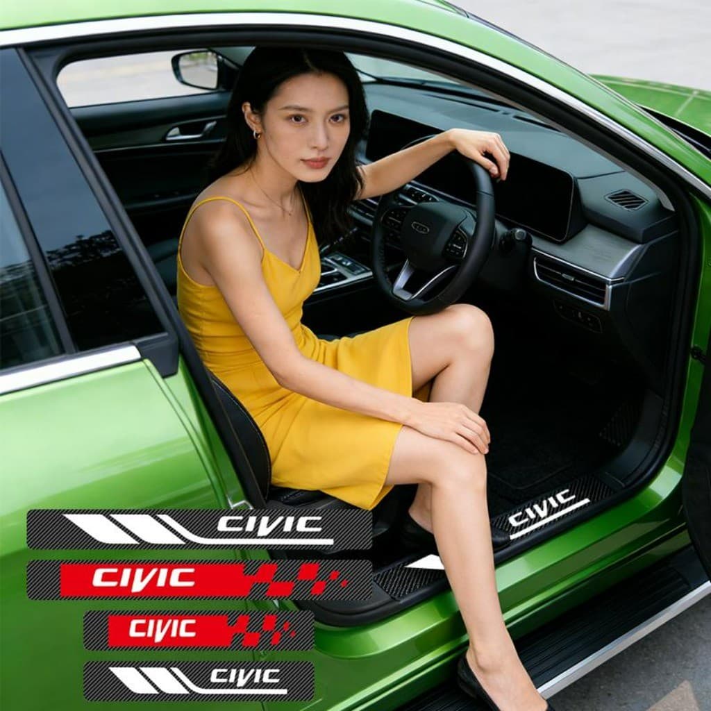 Kit 4 Peças Antiarranhão Adesivo De Soleira De Porta Automotiva Acessórios Para Carro For Honda Civic Touring G10