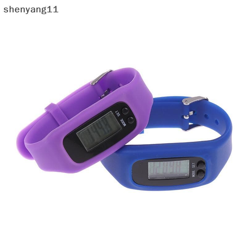 shen LED Pedômetro Pulseira Contador De Passos Relógio 12/24H Exibição Tempo Passo Silicone Traer Fitness yang