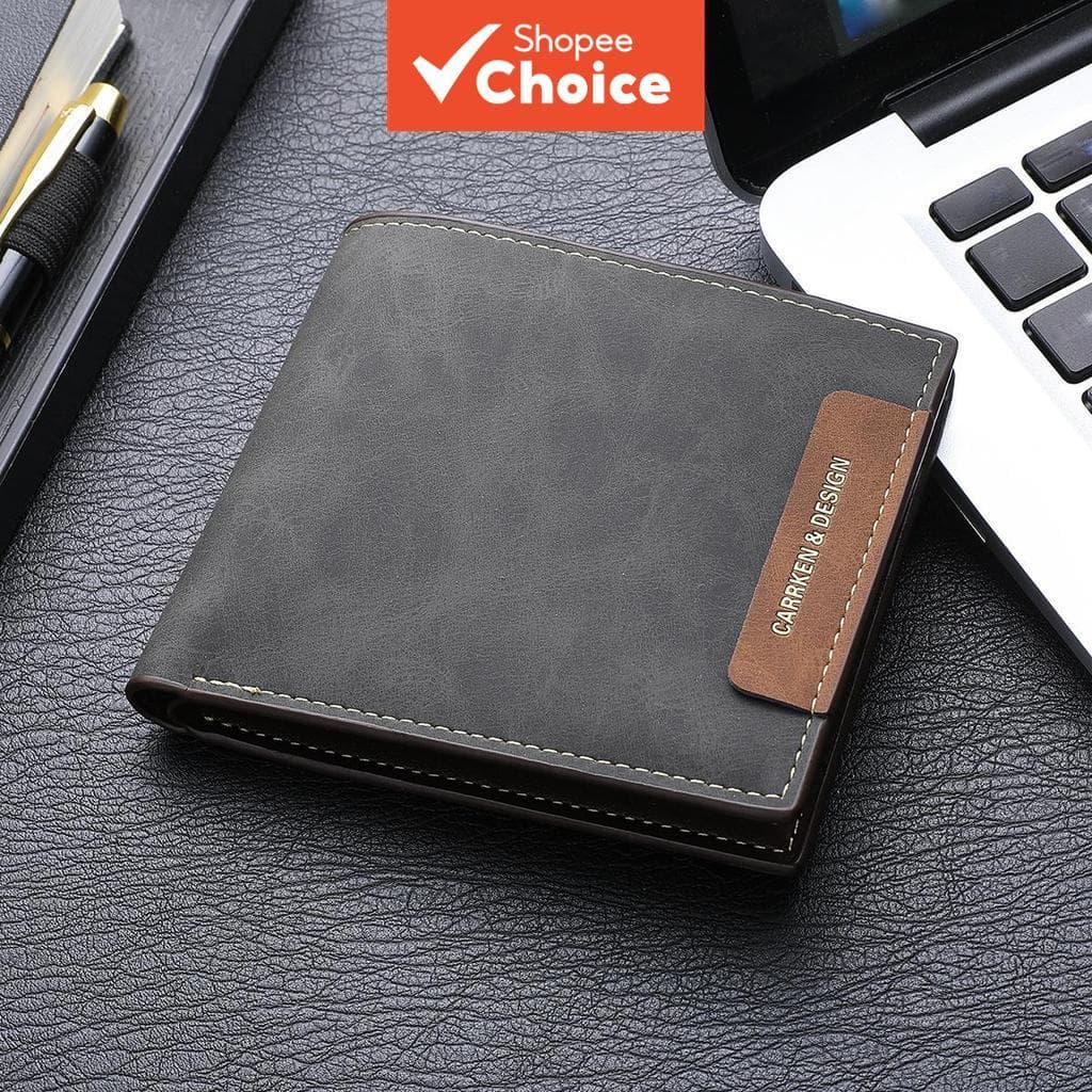 Carteira Curta Multifuncional Masculina Colorblock Design Multi-Cartão Titular ID Organizador Moeda Bolso Moda Presente