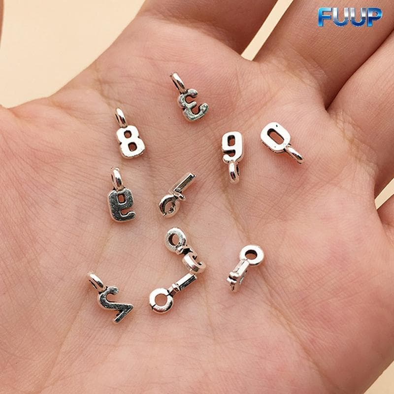 FUUP 10 Pçs/Set Liga Mix Algarismos Árabes Encantos Pingente Jóias DIY Fazendo Artesanato Quente