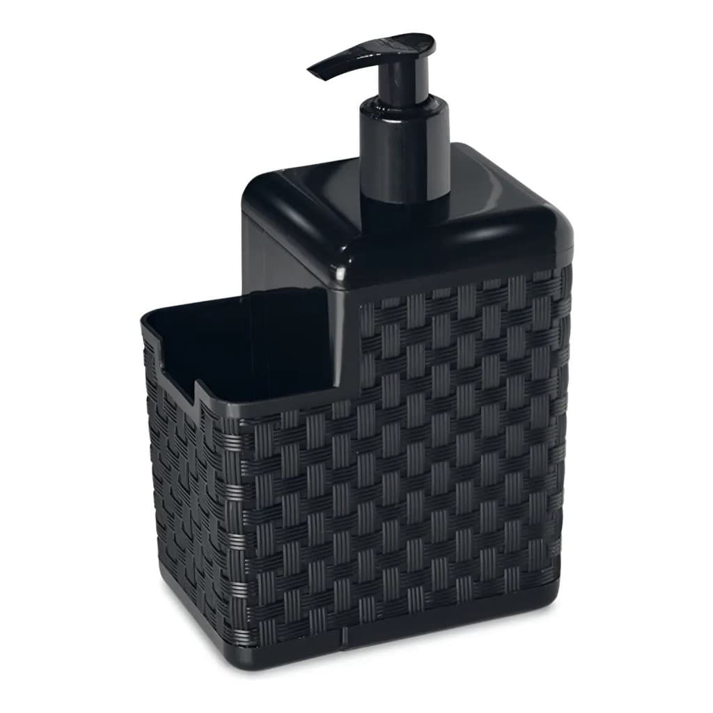 Porta Esponja E Detergente Rattan Preto Com Bico Dosador