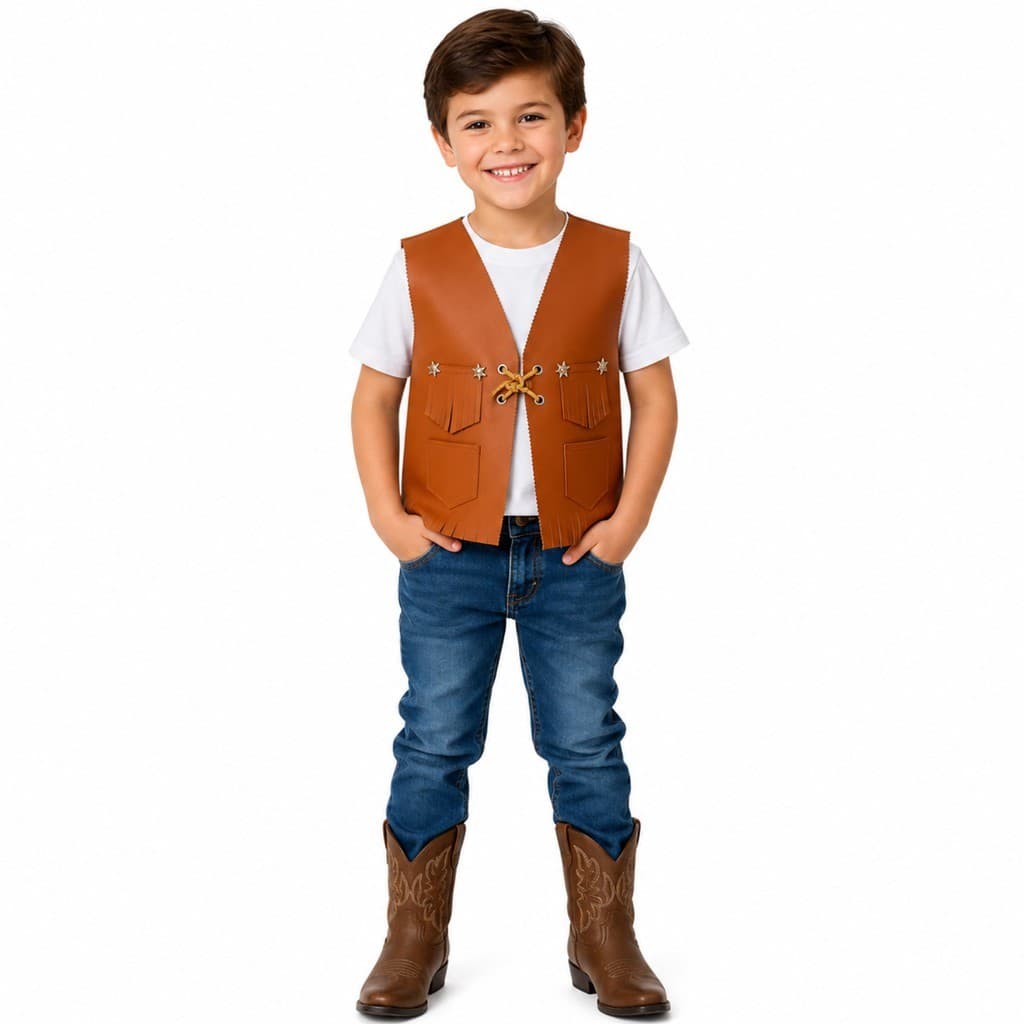 Colete Junino Infantil Franja Country Cowboy Boiadeiro