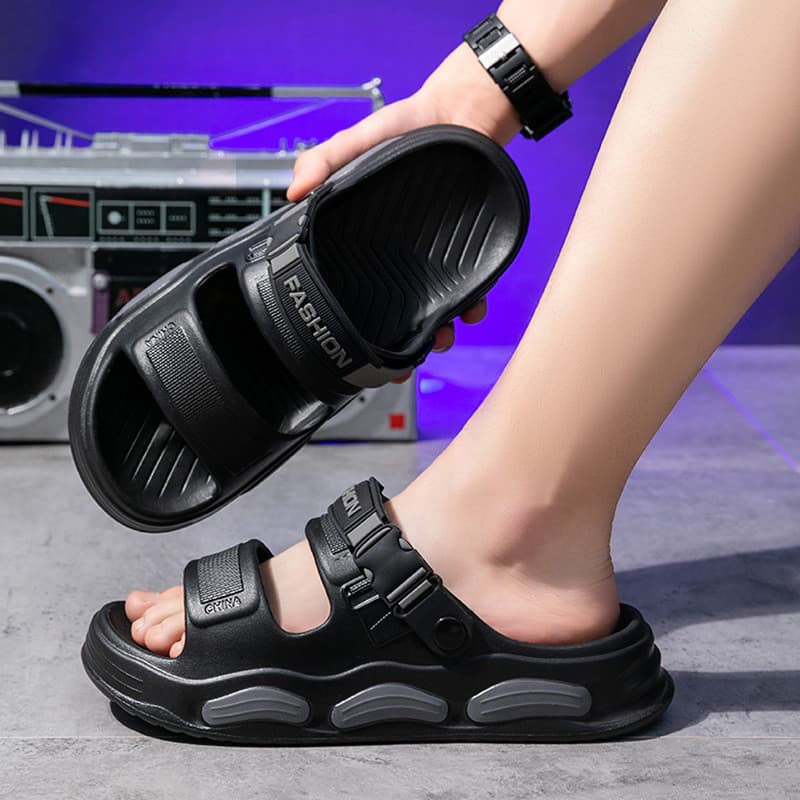 Novas sandálias masculinas chinelos de uma peça de duas peças verão luz macia nuvem sentir durável condução grossa-