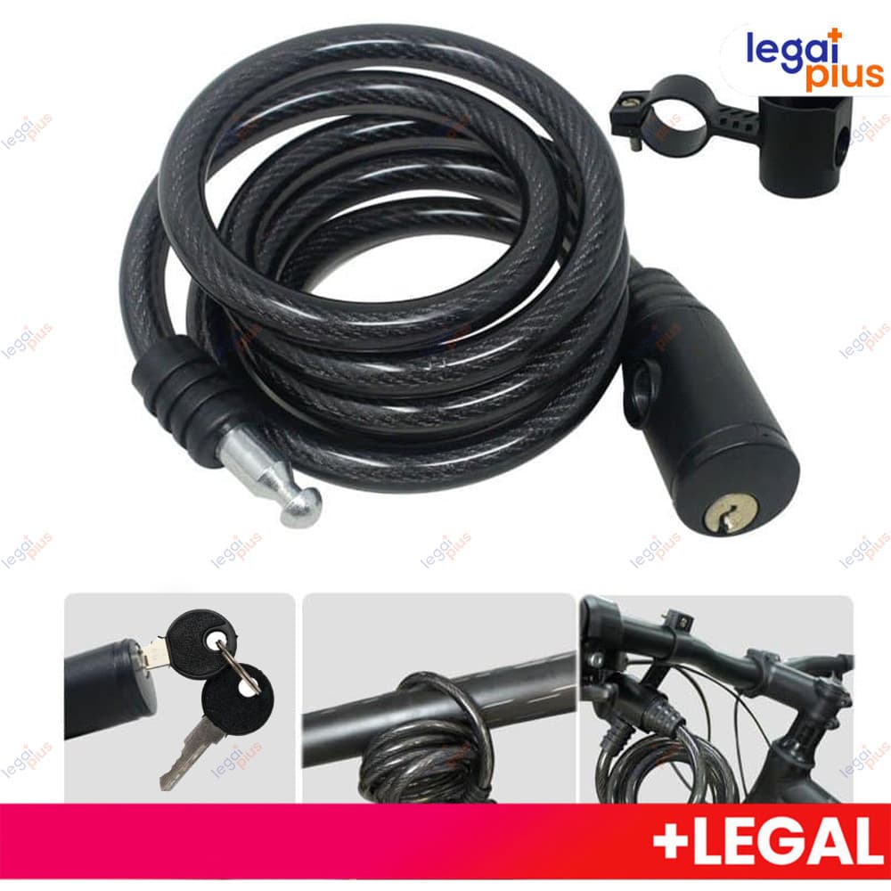 Cabo Trava Antifurto Aço 7,5mm x 65cm Cadeado Segurança Moto Bicicleta Portão Com 2 Chaves