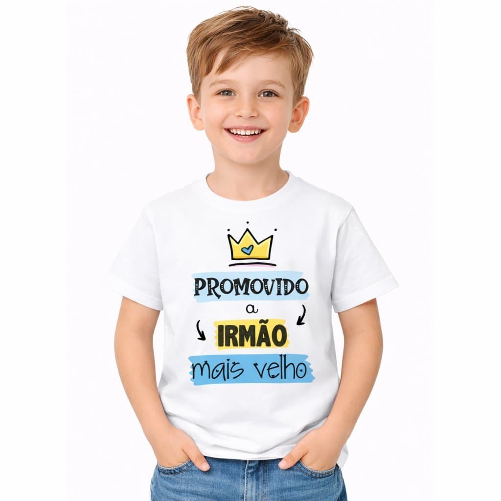 Camiseta Promovido Irmão Mais Velho Envio Imediato 100% Algodao.