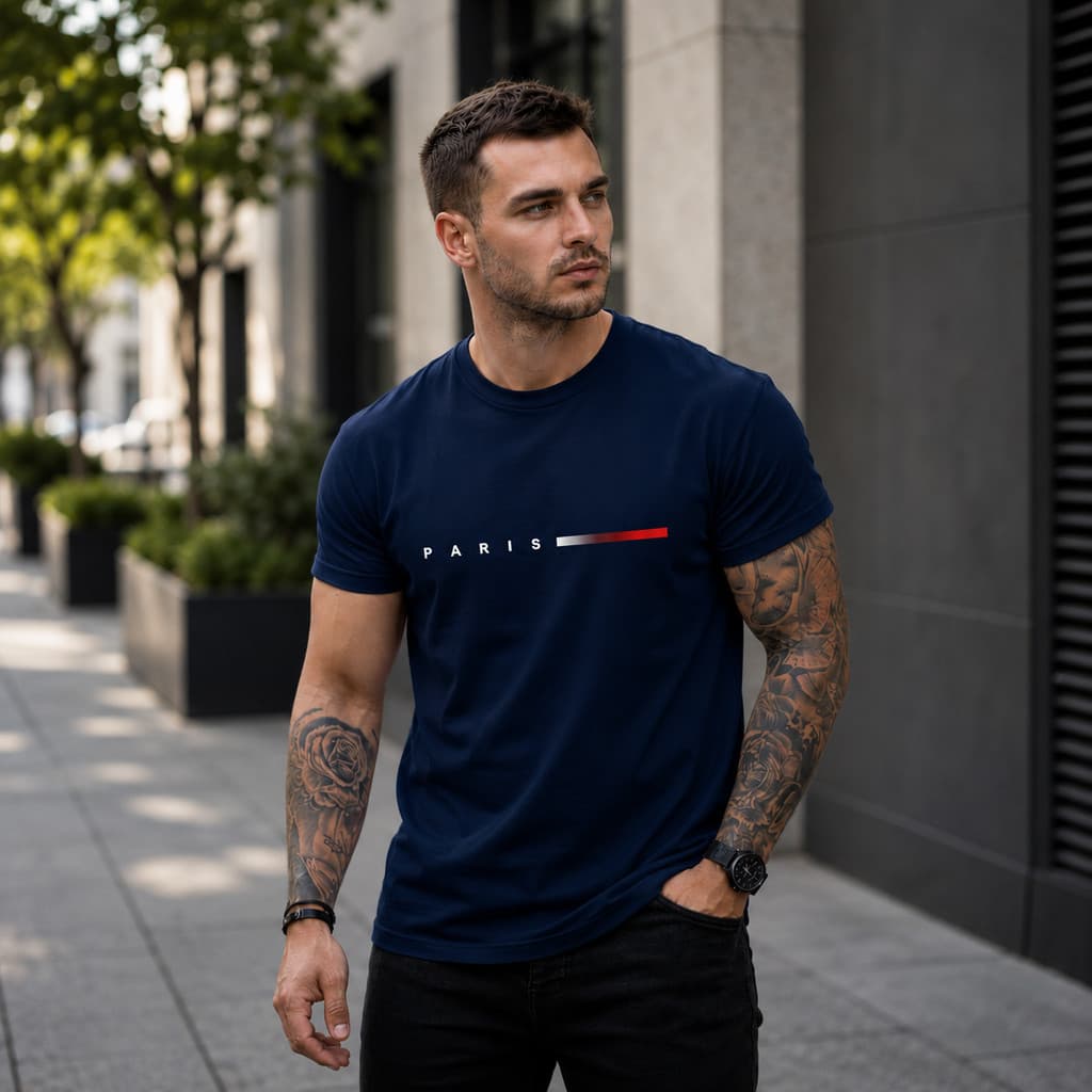 Camisetas Masculinas, Camisa Adulto, Camisetas Paris, Casual, Básica, Camiseta 100%Algodão
