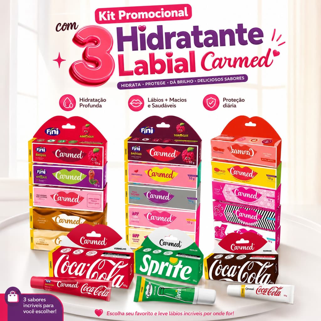 Kit Hidratante Labial Carmed 3 Itens Variados Cimed 10g