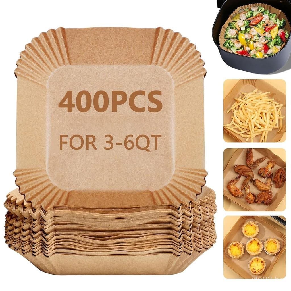 Pacote Com 400 Forros Para Fritadeira De Ar De 7.5 Polegadas , Folhas De Papel Pergaminho Cesta De , Antiaderente , Desc