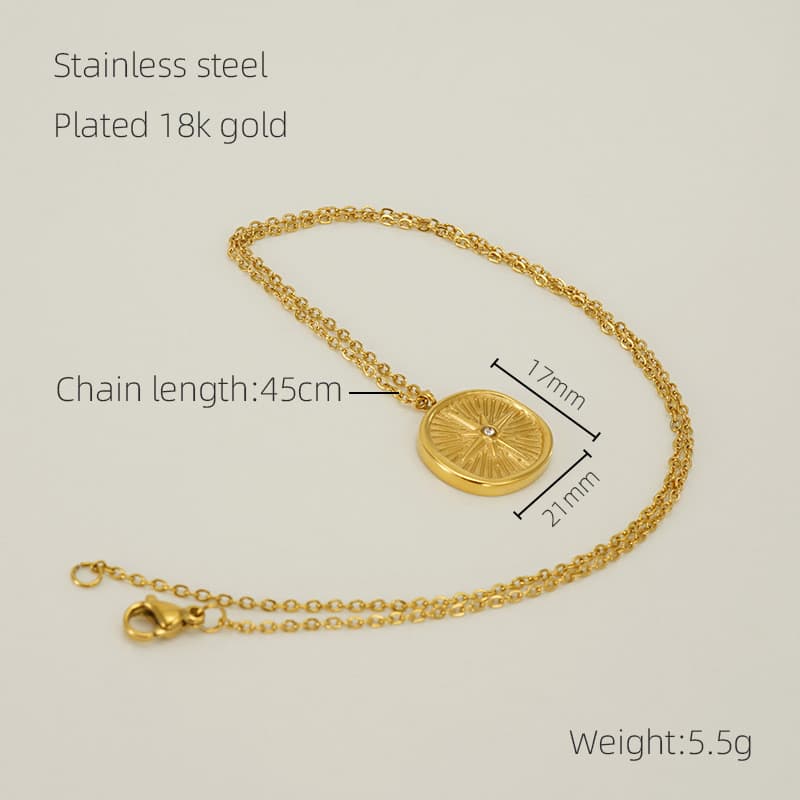 Tel: Jóias de aço inoxidável estilo moda octogonal estrela diamante Retro colar pingente nicho luz estilo luxo AD68