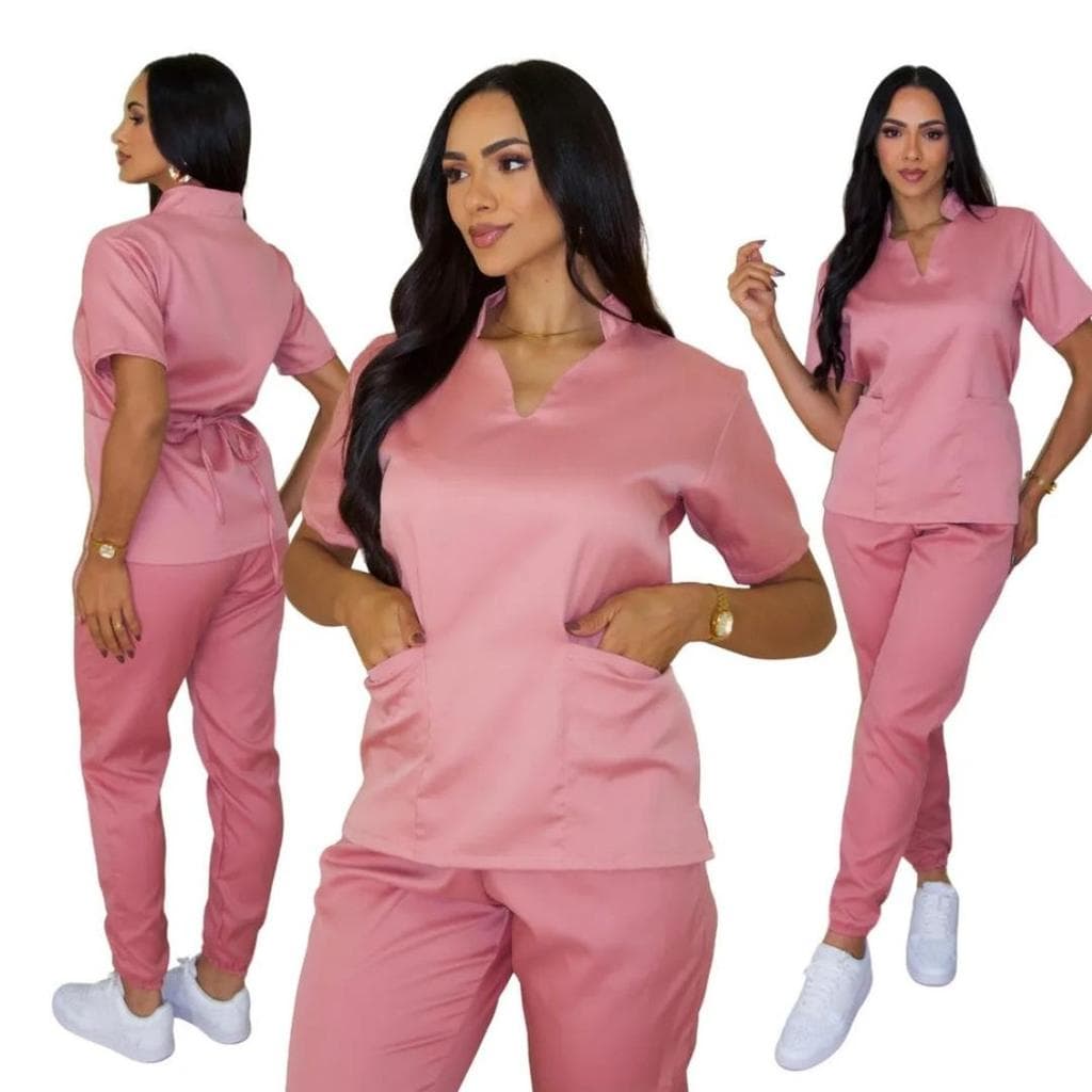 Scrubs Privativo Conjunto Garbadine Acinturado Pijama Cirurgico Esteticista Clinica Feminino Uniforme Profissional