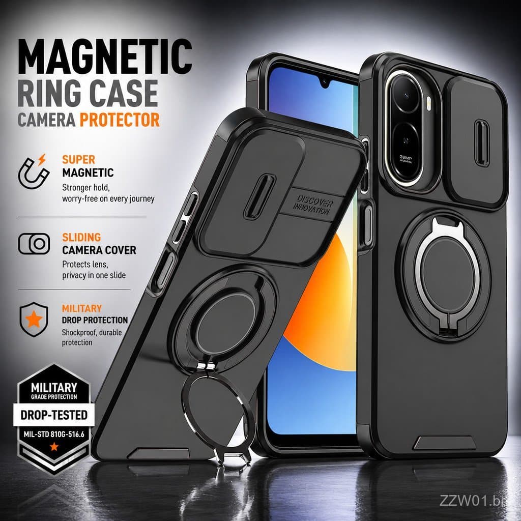 Capa Magnética à Prova de Choque para Redmi 15A A7 Pro 15C 14C 15 A5 K80 Pro Redmi Note 13 4G 5G Compatível com MagSafe,