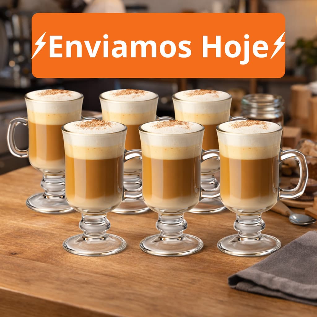 Kit 3/6/12 Canecas Vidro Capuccino Versátil Premium Com Alça 230ml