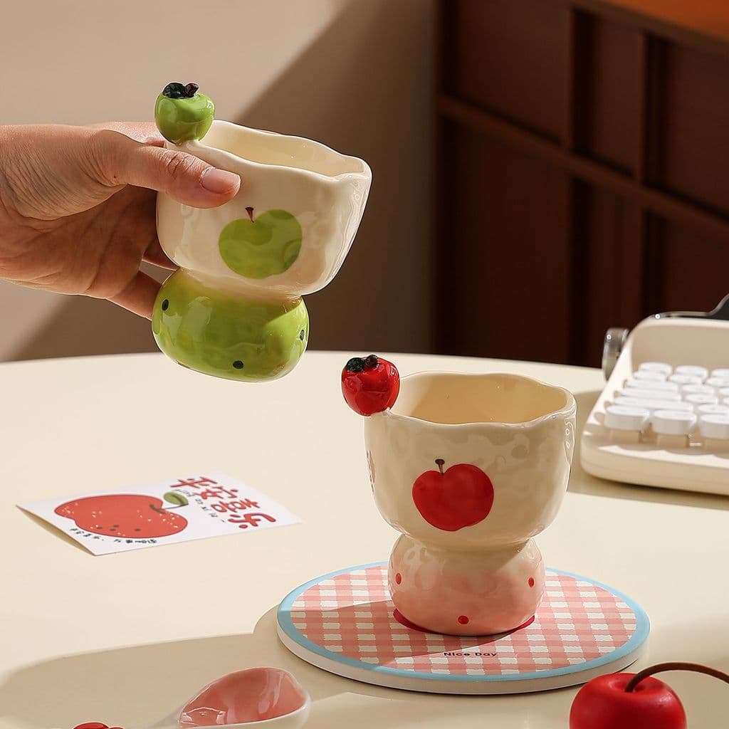 Copo de frutas de cerâmica copo de mão chá da tarde xícara de café Underglaze cor bonito casal copo de cerâmica