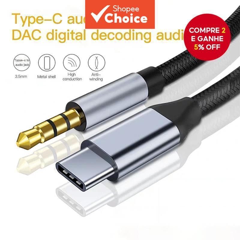 Cabo De Áudio USB Tipo C Para 3.5mm , Aux Samsung S20 S10 , Fone De Ouvido De Carro , Alto-Falante , Linha De Fio , 3.5