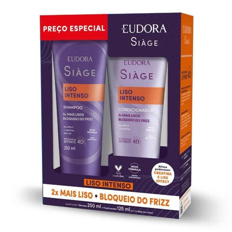 Eudora Siàge Kit de Tratamento Capilar Liso Intenso Shampoo 250ml e Condicionador 125ml