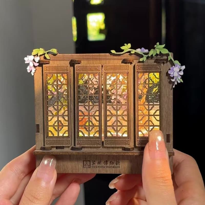 Ímã de Geladeira com Motivo de Flor de Glicínia do Jardim de Suzhou, Decoração de Porta e Janela em Estilo Antigo Intere