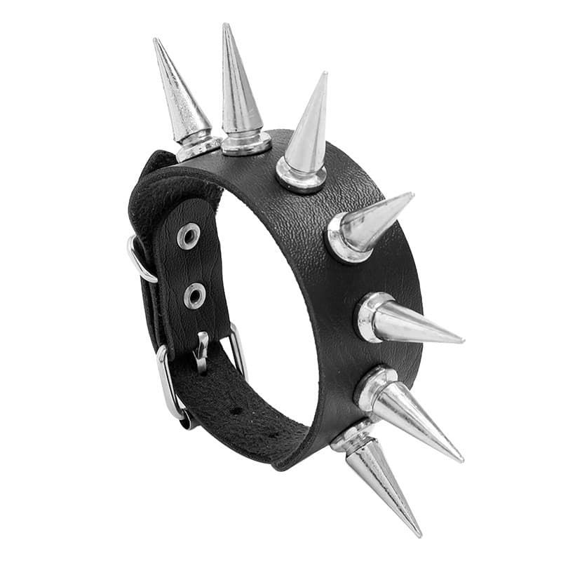 Novos acessórios exclusivos exagerados de fileira única pulseira de couro de unha pontiaguda estilo Punk europeu america
