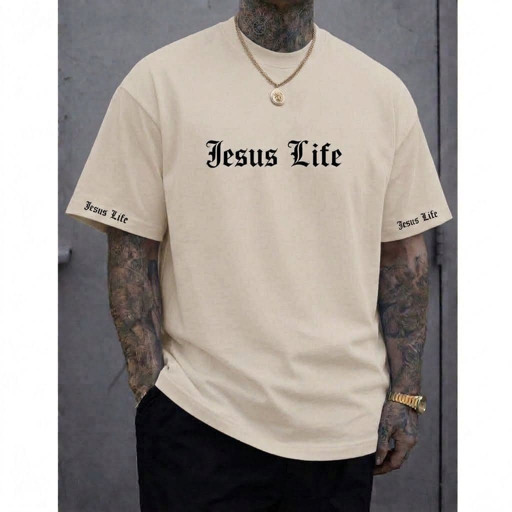 Camiseta T-Shirt camisa 100% Algodão camisa Estampada Jesus Life Estilo Casual