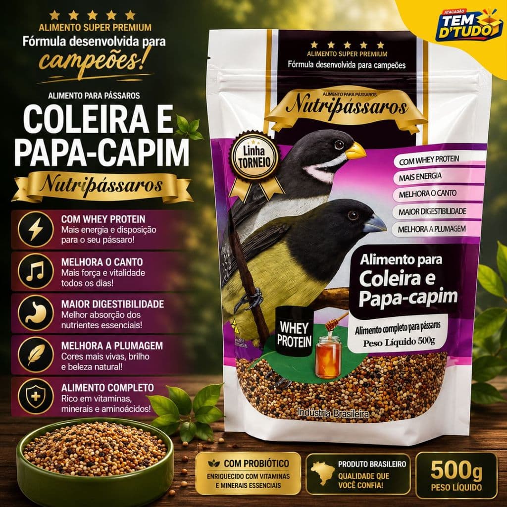 Ração Coleira e Papa-Capim Torneio C/ Whey Protein Nutri Super Premium Nutripassaros 500g