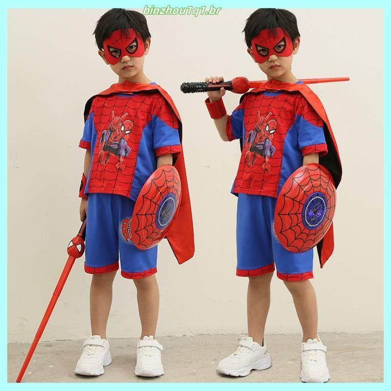 Traje do homem-aranha menino Superman terno dia 1 jardim de infância crianças cospla passarela dança jogar roupas