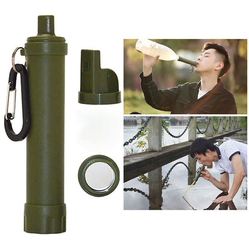 Canudo de purificação de água ao ar livre, purificador de água potável direto de emergência, filtro portátil