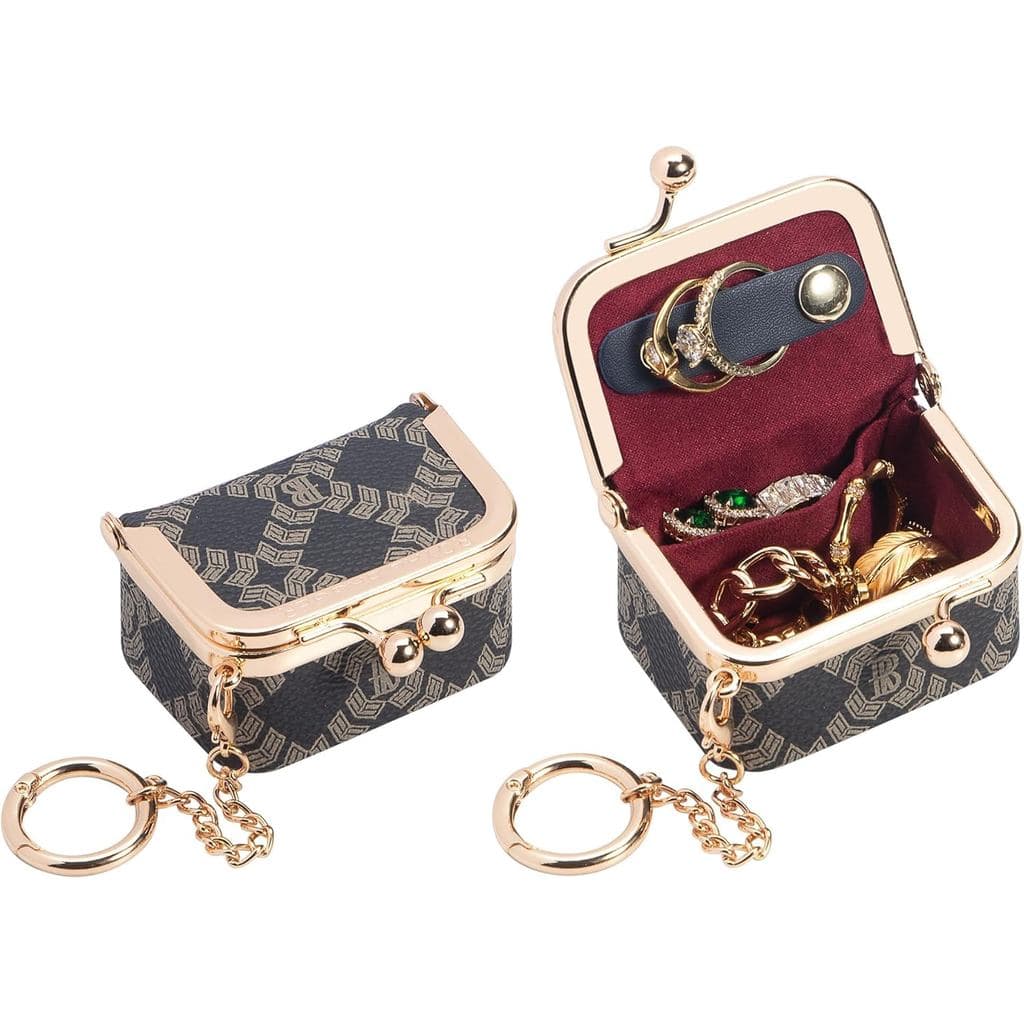 RoyalBagger Mini Porta-Joias em Couro Legítimo, Bolsa de Moedas Feminina, Cor Sólida, Bolsa de Dinheiro com Fecho Kiss L