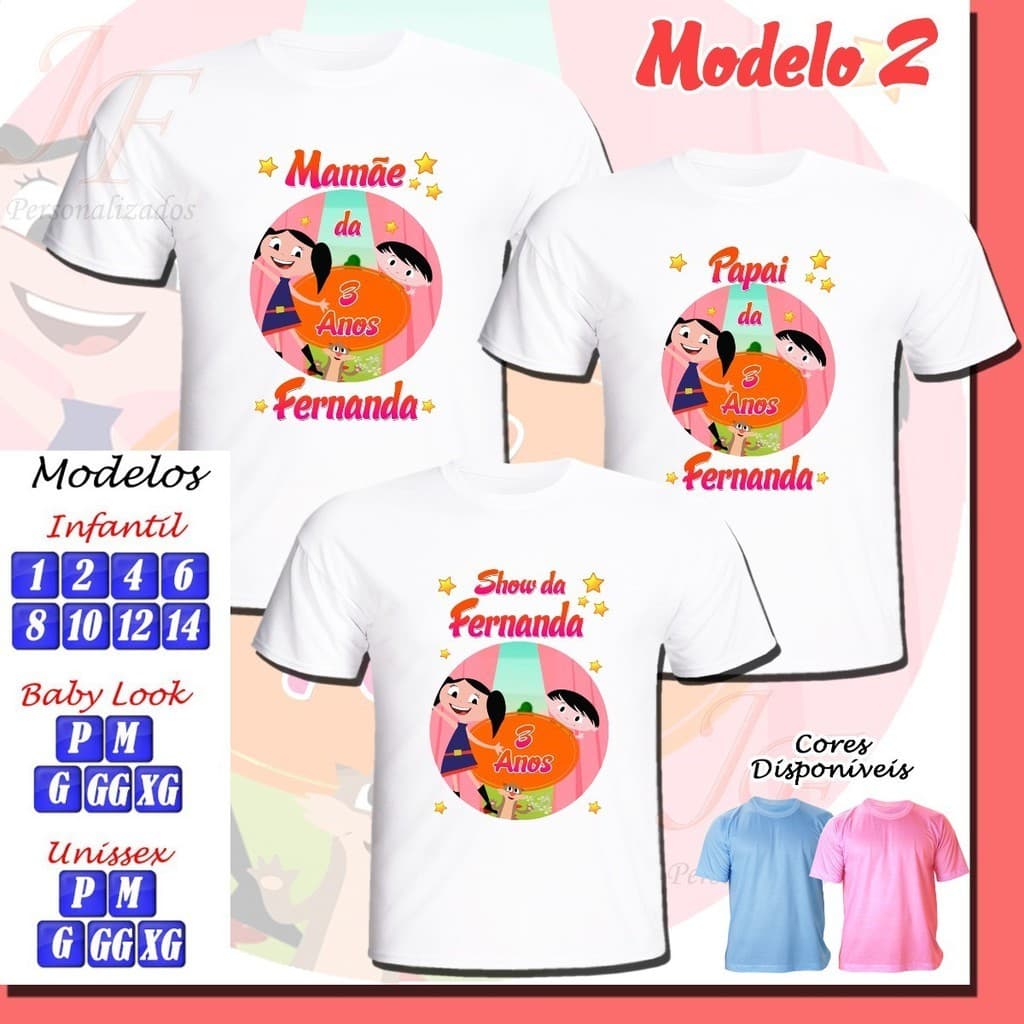 Kit Com 03 Camisetas Show Da Luna Personalizadas