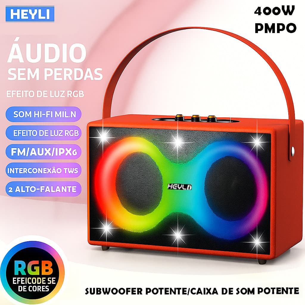Super Caixa de Som Bluetooth 400W POTENTE Portátil À Prova d’Água IPX6 USB Sem Fio Festa Exteriores Eventos