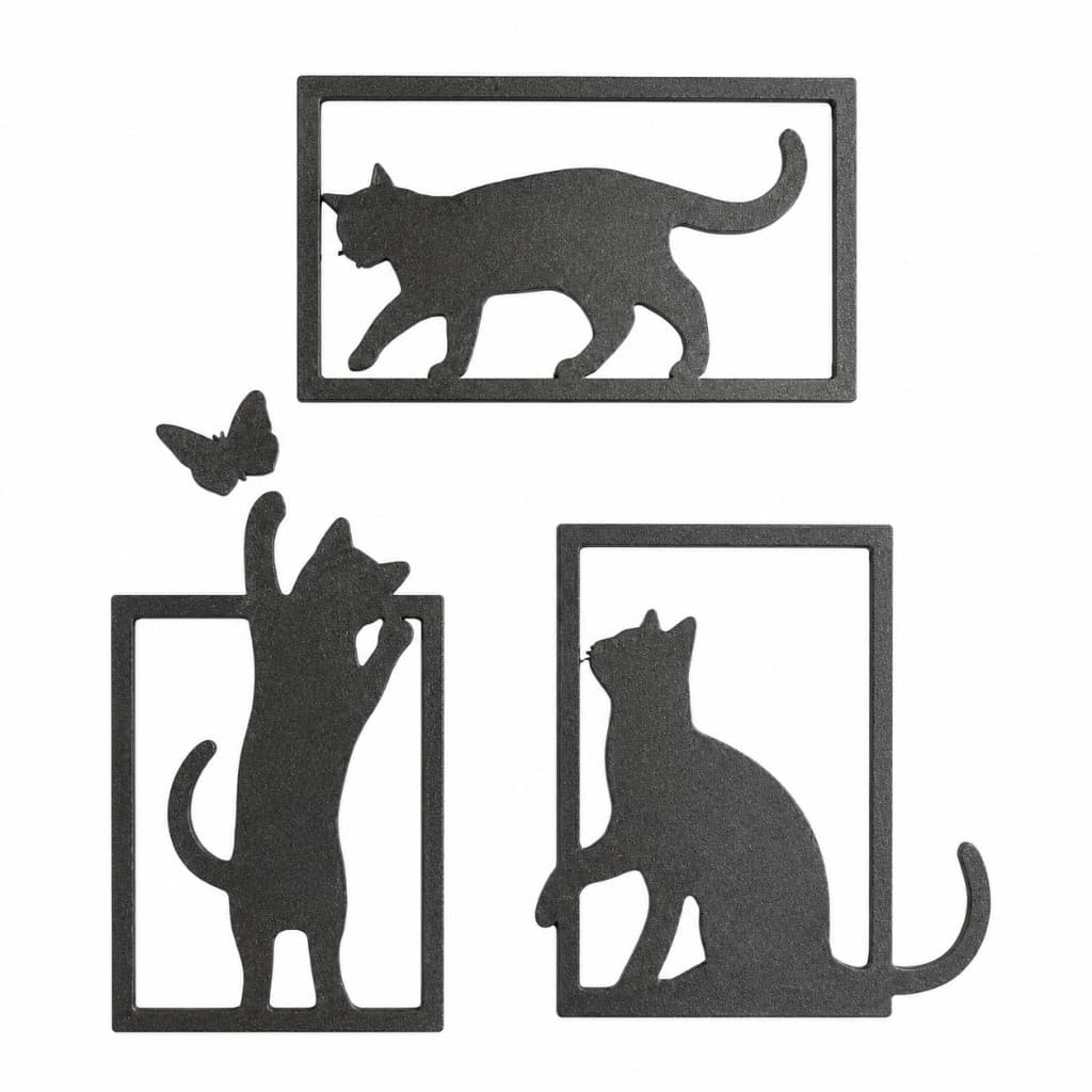 Kit Quadros Decorativos Gatos Pet Lovers Decoração de Parede Minimalista