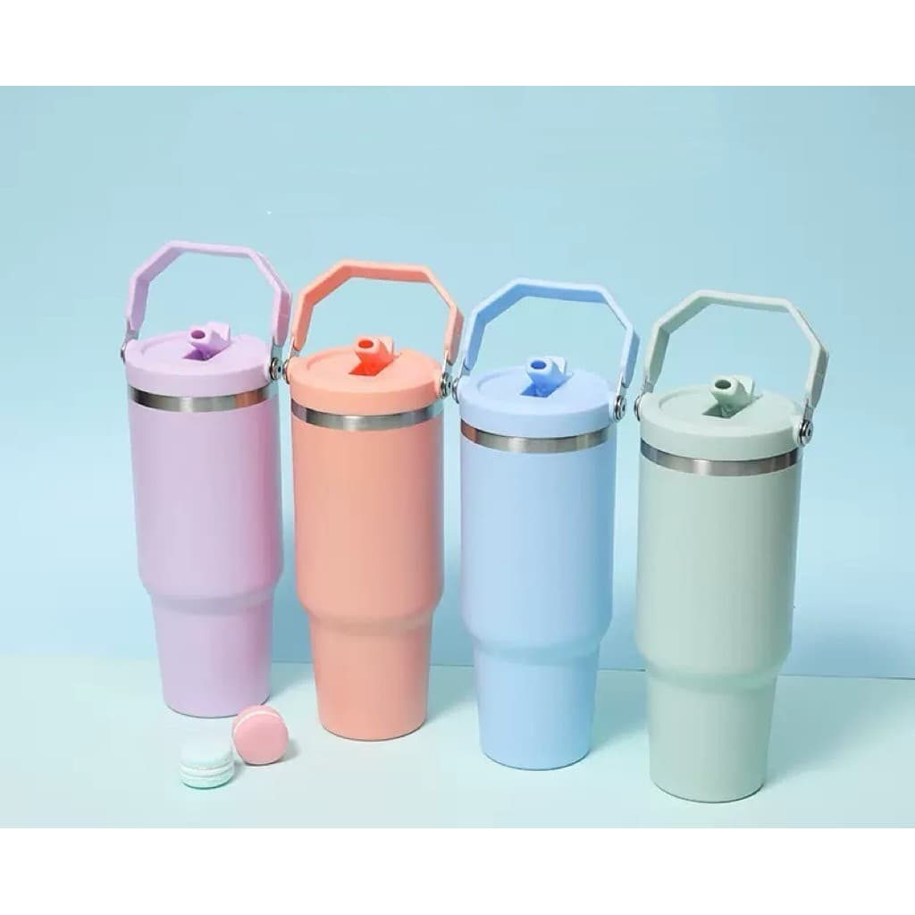 Garrafa Térmica Inox 900ml ou 600ml | Tampa Flip Antivazamento | Alça para Transporte | Quente e Frio