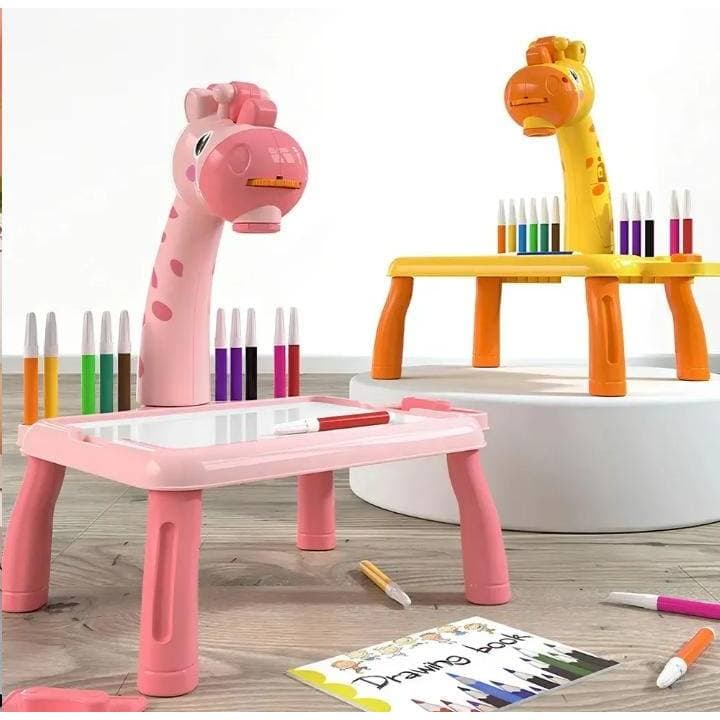 Mesa Projetora Girafa Brinquedo Desenhar com Luz, Som e Acessórios