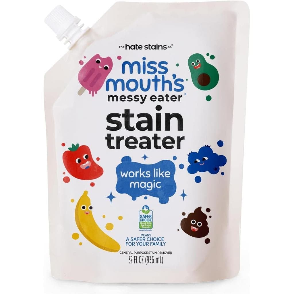 Removedor de Manchas para Comedores Desleixados da Miss Mouth - Refil de 32oz - Essenciais para Recém-Nascidos e Bebês -