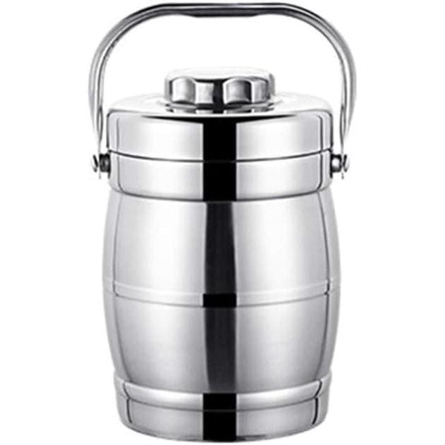 Marmita de Aço Inoxidável de Dupla Camada Isolada, Balde de Arroz Portátil Redondo com JBOL