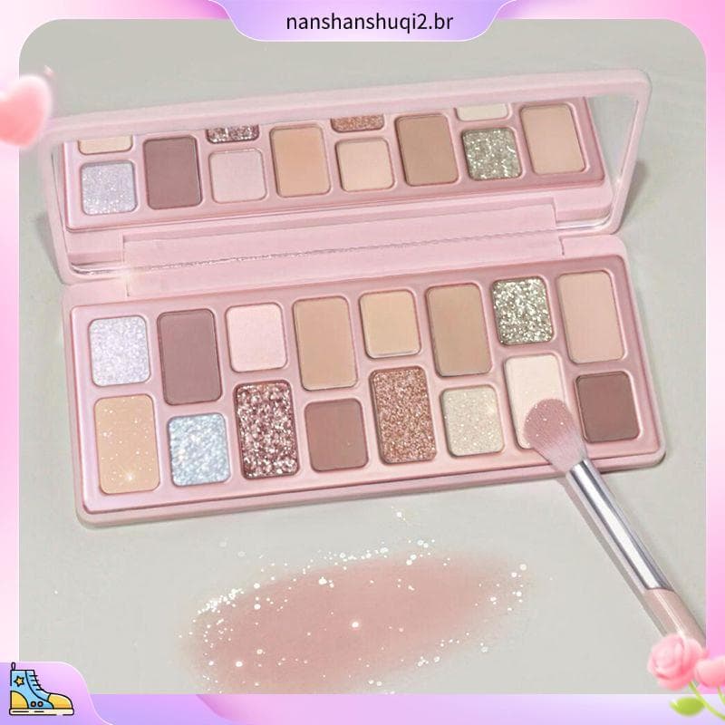 Novo estilo rosa marrom 16 cores rosa Latte paleta de sombras laranja marrom fosco perolado diamante piscando cor da ter