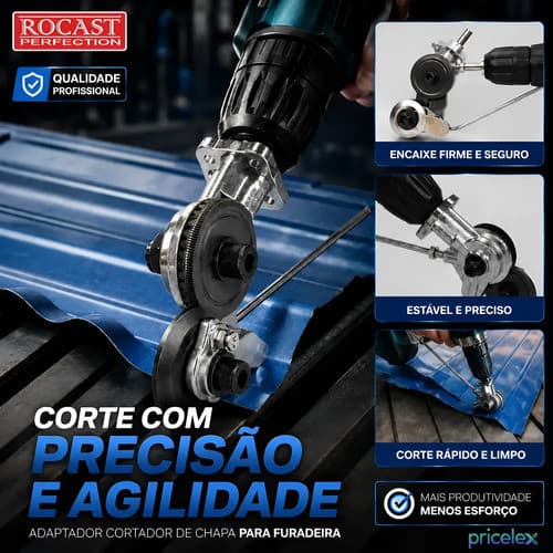 Cortador Calha Chapa Aço Metal Furadeira Parafusadeira 1,5mm