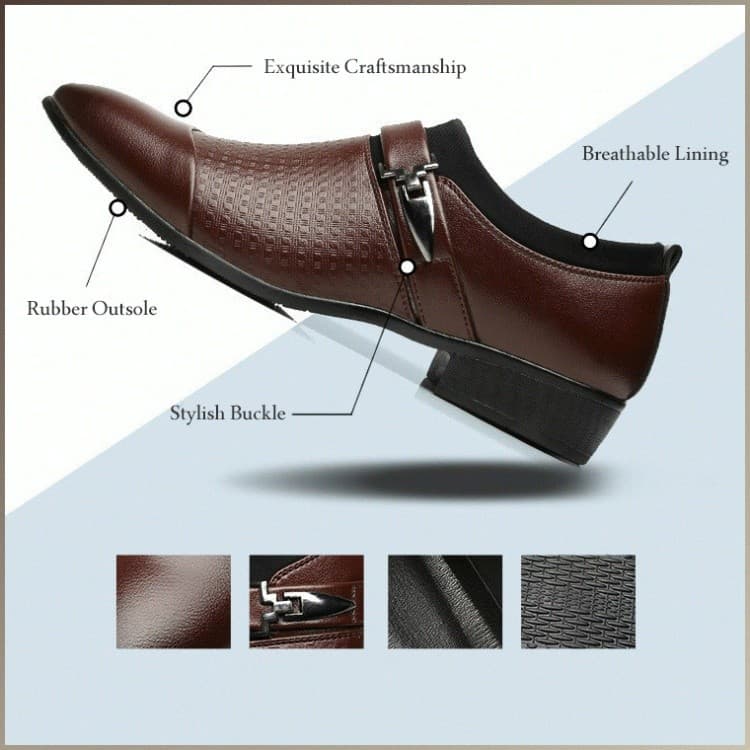 Sapatos de couro casuais de negócios para homem, em tamanhos grandes e extra grandes.