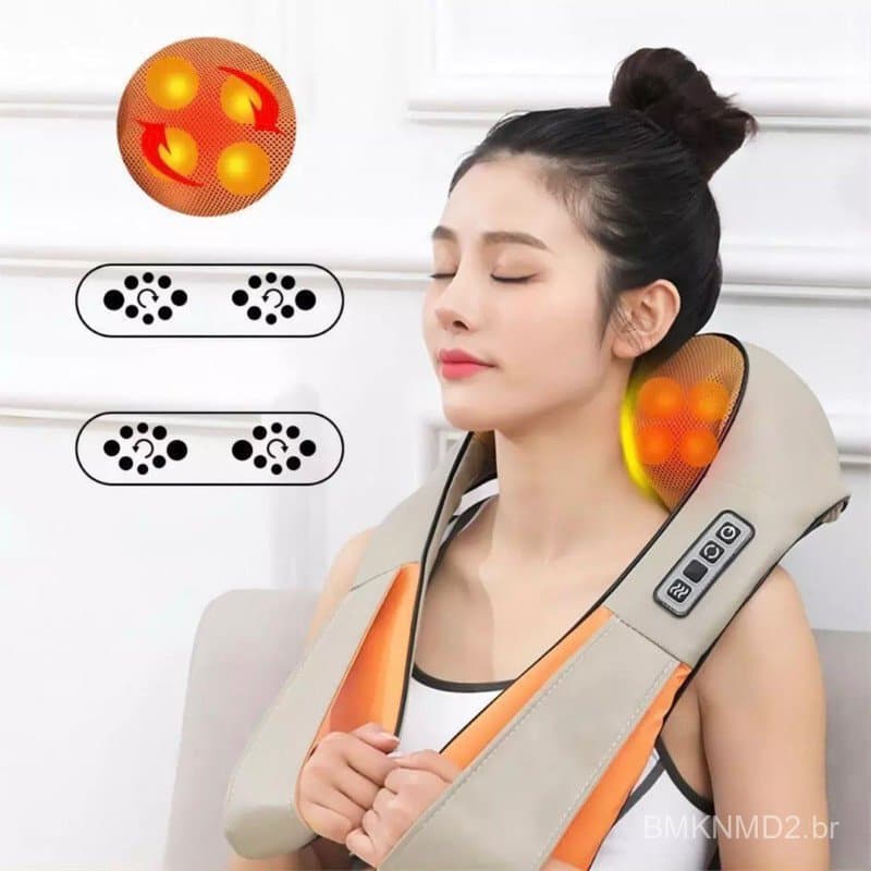 Massageador lombar pescoço Colete Shiatsu  Massageador Cervical Ombros Lombar Pescoço Infravermelho Elétrico Bivolt