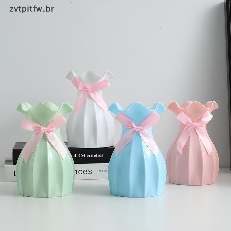 ZVT 1PC Ondulação De Água Vaso De Plástico Onda Flores Arranjo Moderno Estilo Nórdico Casa Sala Estar Decoração Desktop