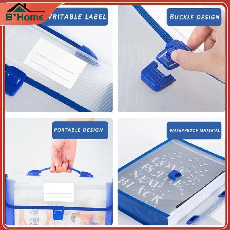 BHTH A4 Bolsa De Arquivo Portátil Com Botão De Pressão Documentos De Grande Capacidade Armazenamento De Papel Para Exame