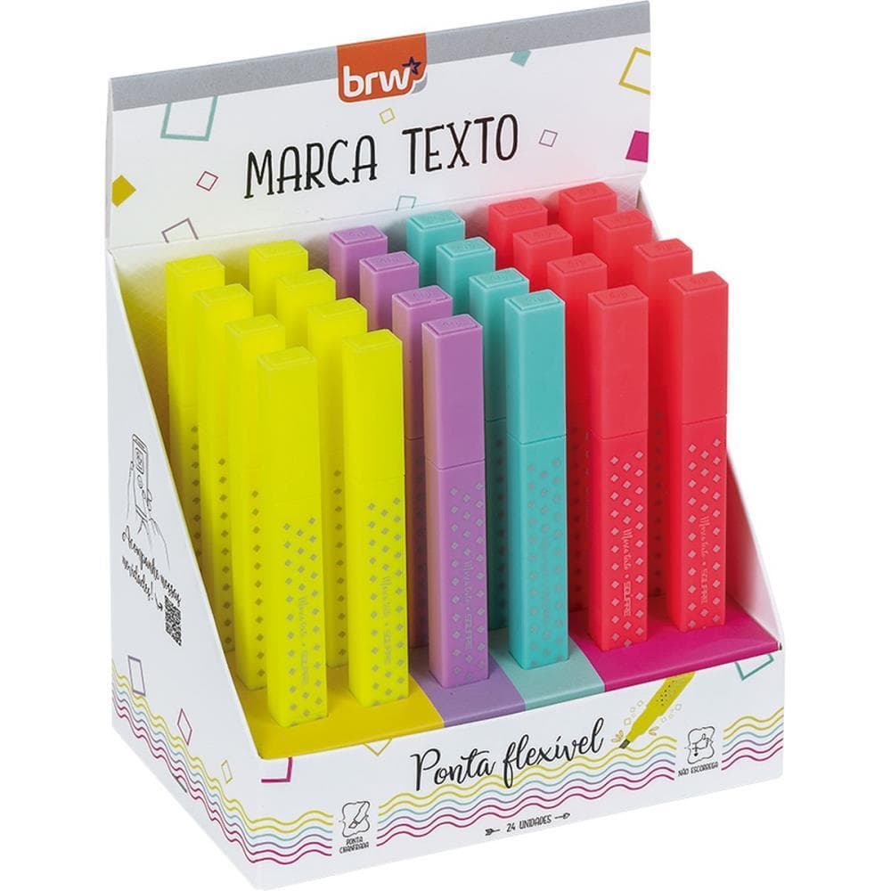 Caneta Marca Texto Square 4 Cores Neon DP.C/24
