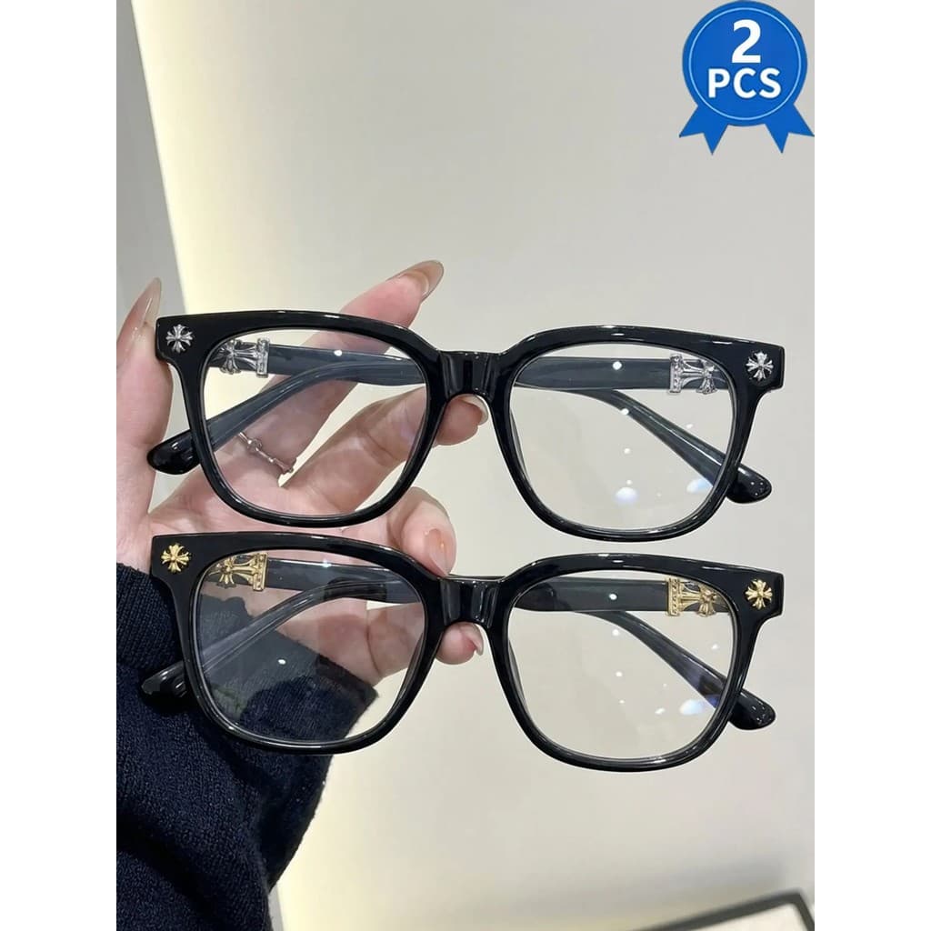 2 Peças de Óculos de Grau com Armação Quadrada, Óculos de Moda, Armações Elegantes e Luxuosas, Estilo Artístico, Disponí