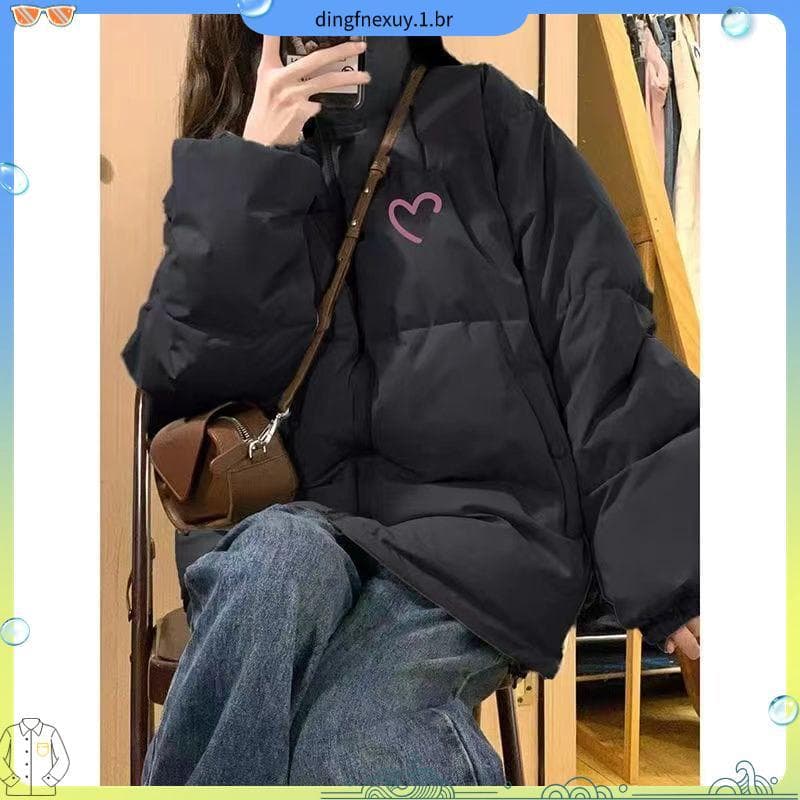 Jaqueta acolchoada de algodão com gola alta feminina 2025 novo estilo jaqueta acolchoada de algodão lã espessada inverno