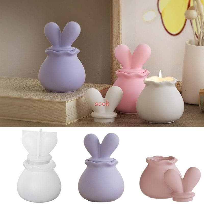 scek Moldes Para Caixa Joias, Armazenamento Silicone, Coelhos, Formato Orelha, Molde Fundição Resina