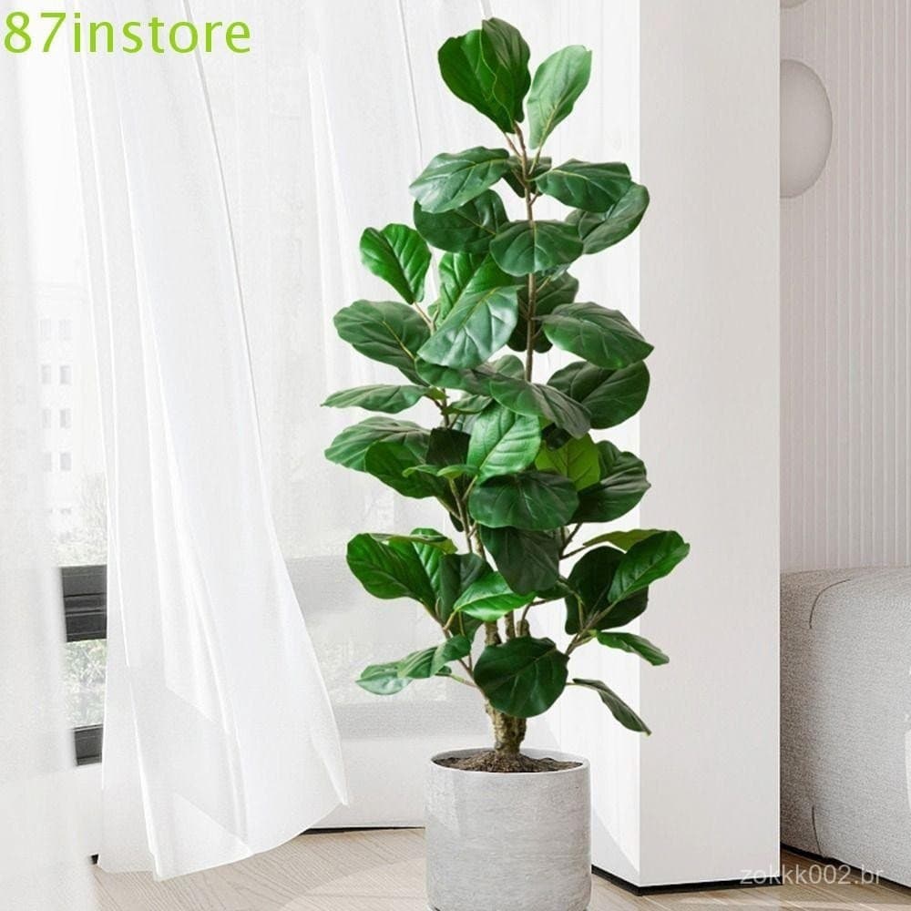 INSTORE1 Ramo De Ficus Artificial Decoração De Casa De Bricolage Verde Planta De Falsa