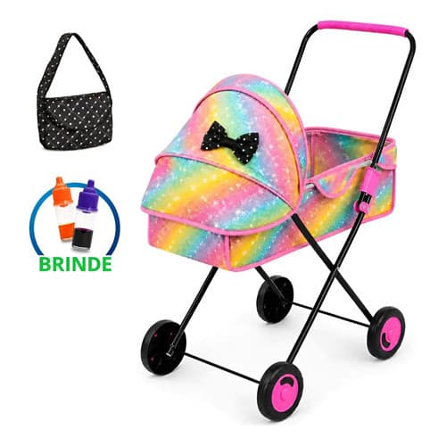 Carrinho De Boneca Xikitinha Oliveira Colorido Arco-íris